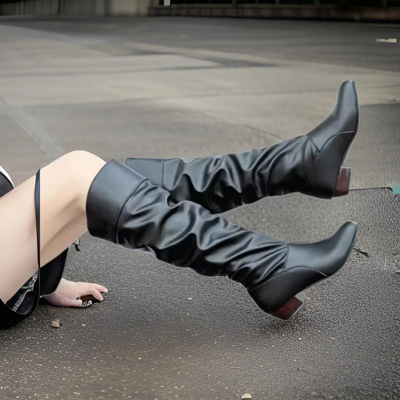Women’s Knee-High Pleated Boots