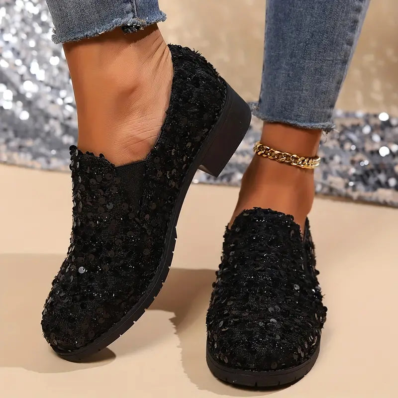 Dazzling Sequin Loafers for Women