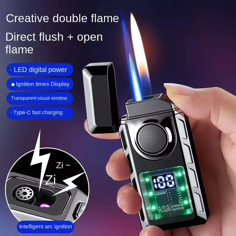 Rechargeable Windproof Dual Flame Torch Lighter