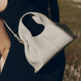 Soft Leather Shoulder Bag with French Texture